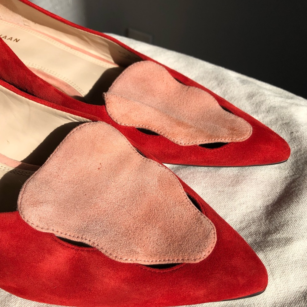 Cole Haan Leah Skimmer Leather Flats red and pink pointy toe Size: 10B - Picture 3 of 12